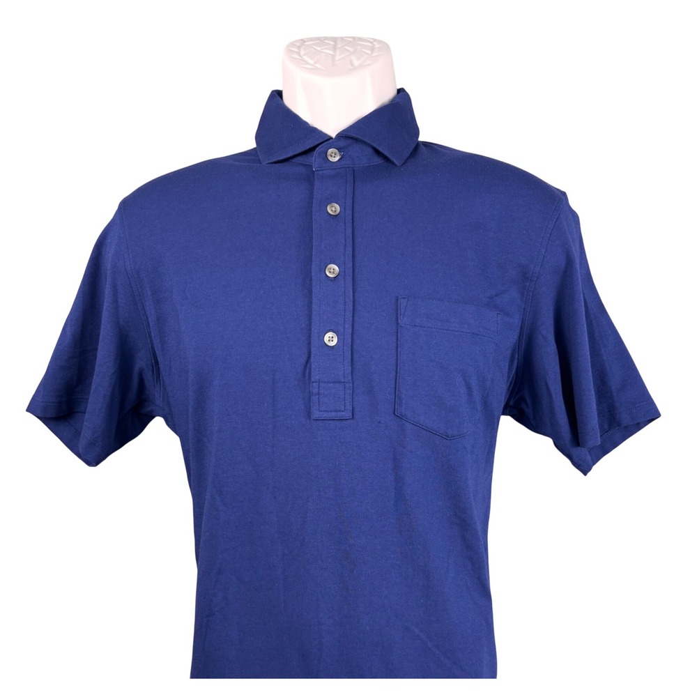 Greyson‎ Mens Blue Pima Cotton Modal Blend Short Sleeve Pocket Polo Shirt Size M
